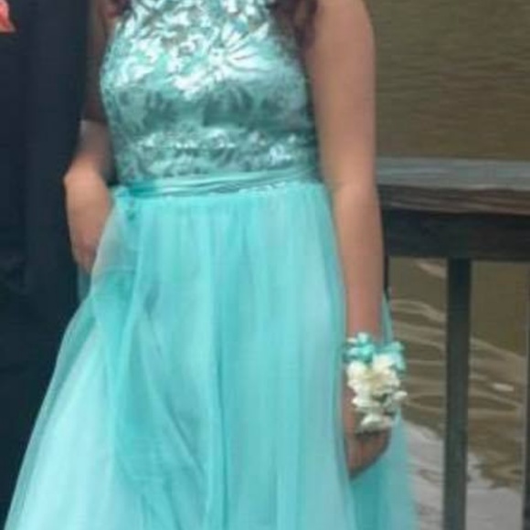 Turquoise Ballgown Prom Dress - Picture 3 of 5